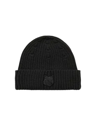 Maison Kitsune Fox Head Beanie Charcoal-Taille Unique