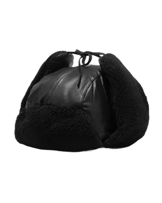 Rough. Padded Leather Shapka